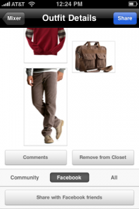 GAP's StyleMixer App let's you beam a potential new outfit up on your FB wall to get reactions.