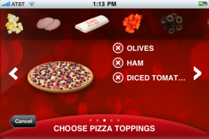 Configuring and ordering your pizza is a snap using Pizza Hut's iPhone App.